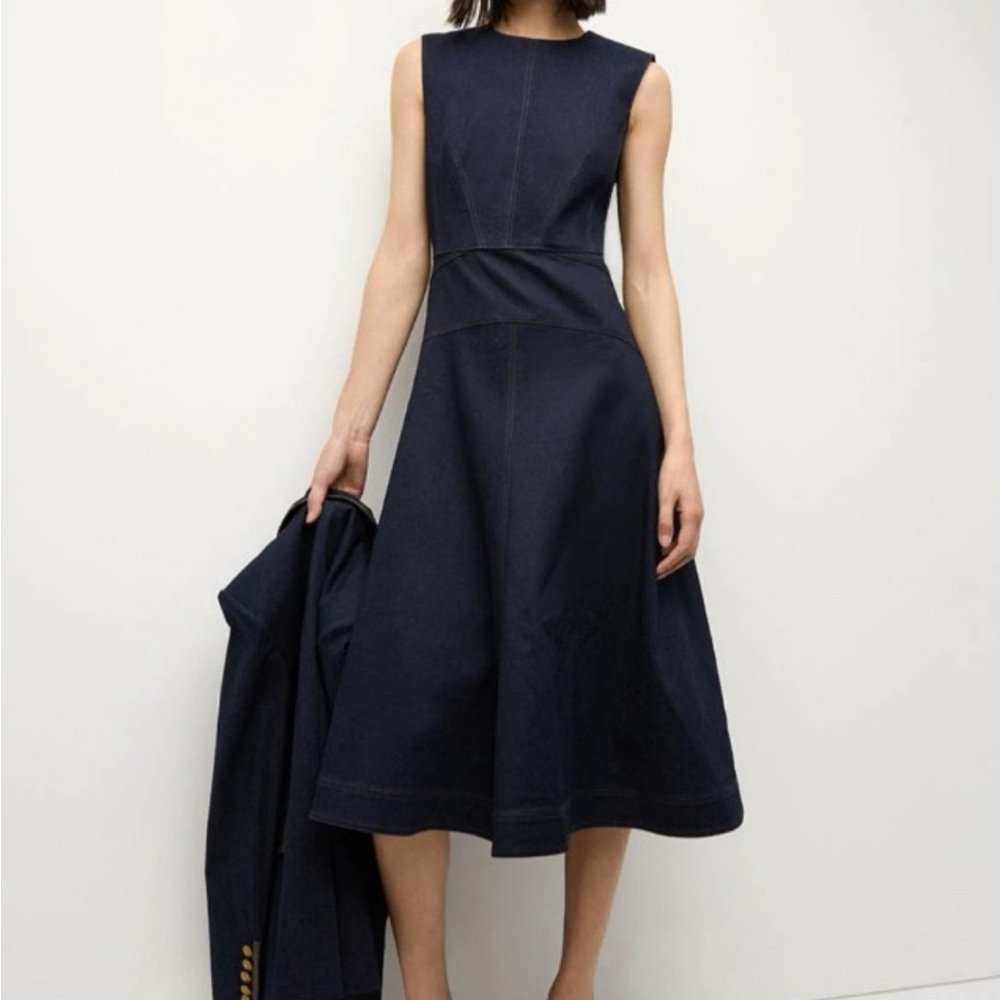 VERONICA BEARD Karrigan Paneled Denim Midi Dress | NWOT | Size 6 | $687 Retail